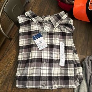 croft & barrow Black and White Plaid Button-Down Shirt -soft